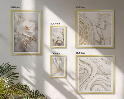 Ensemble de 5 tableaux motifs floraux abstraits apportant une touche d'élégance