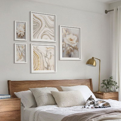 Ensemble de 5 tableaux Motifs floraux abstraits, élégance