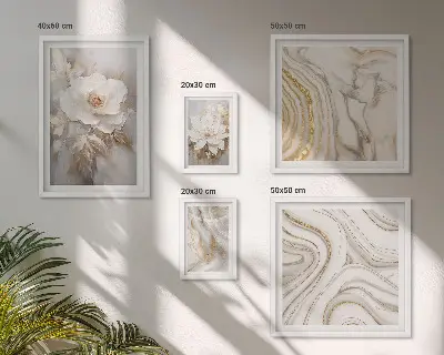 Ensemble de 5 tableaux motifs floraux abstraits apportant une touche d'élégance