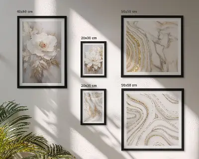 Ensemble de 5 tableaux motifs floraux abstraits apportant une touche d'élégance