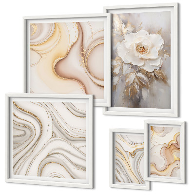 Lot de tableaux encadrés Motifs floraux, élégance abstraite