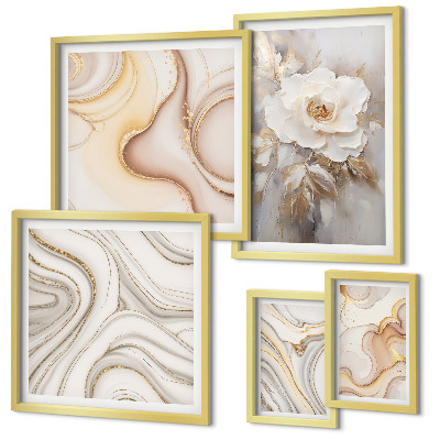 Lot de tableaux encadrés Motifs floraux, élégance abstraite