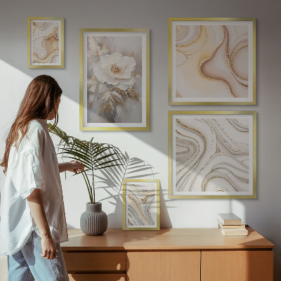 Lot de tableaux encadrés Motifs floraux, élégance abstraite