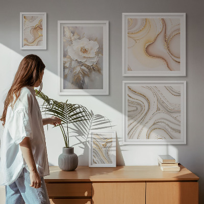 Lot de tableaux encadrés Motifs floraux, élégance abstraite