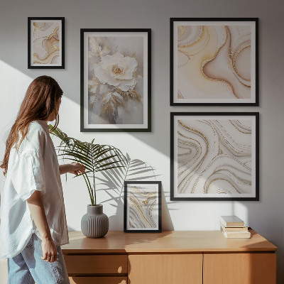Lot de tableaux encadrés Motifs floraux, élégance abstraite
