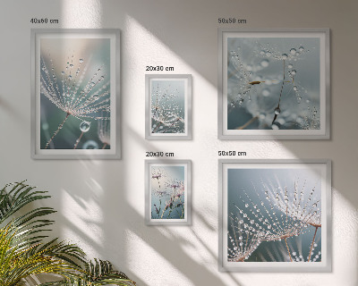 Ensemble de 5 tableaux Plantes minimalistes en forme de gouttes de rosée