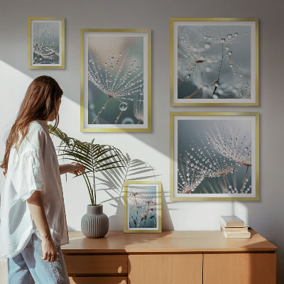 Ensemble de 5 tableaux Plantes minimalistes en forme de gouttes de rosée