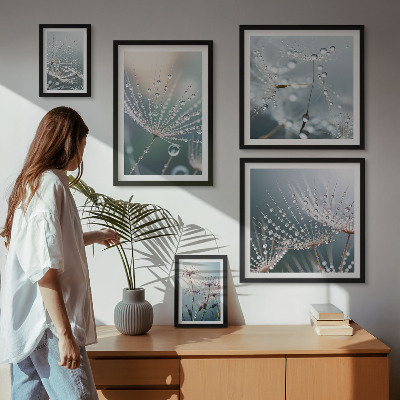 Ensemble de 5 tableaux Plantes minimalistes en forme de gouttes de rosée