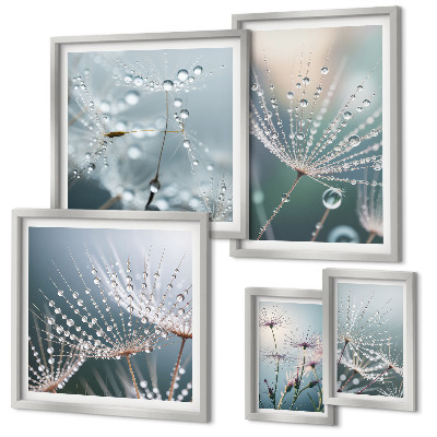 Ensemble de 5 tableaux Plantes minimalistes en forme de gouttes de rosée