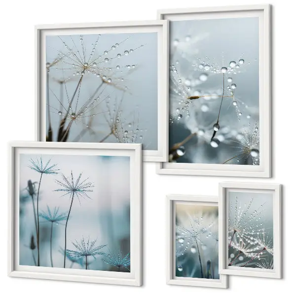 Tableau de décoration murale motifs végétaux et gouttes d'eau