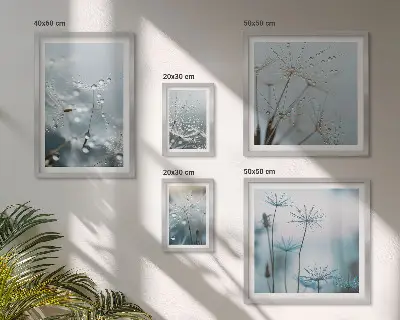 Tableau de décoration murale motifs végétaux et gouttes d'eau