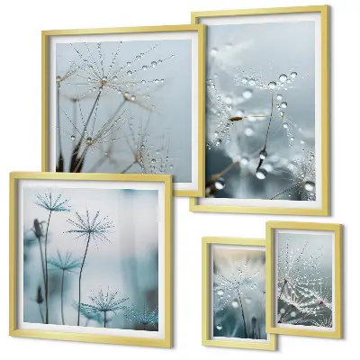 Tableau de décoration murale motifs végétaux et gouttes d'eau