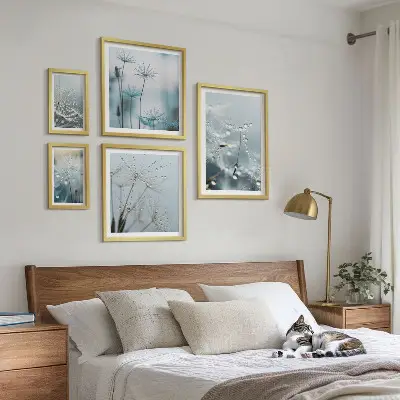 Tableau de décoration murale motifs végétaux et gouttes d'eau