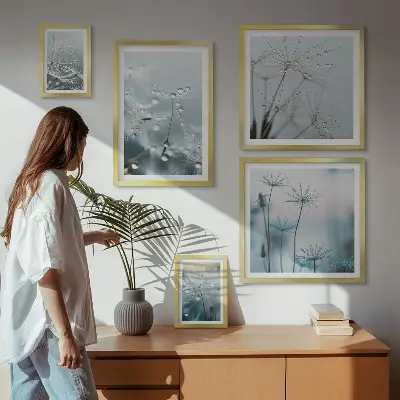 Tableau de décoration murale motifs végétaux et gouttes d'eau