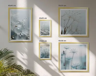 Tableau de décoration murale motifs végétaux et gouttes d'eau