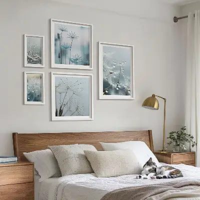 Tableau de décoration murale motifs végétaux et gouttes d'eau