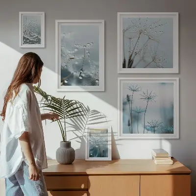 Tableau de décoration murale motifs végétaux et gouttes d'eau