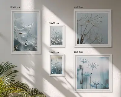 Tableau de décoration murale motifs végétaux et gouttes d'eau