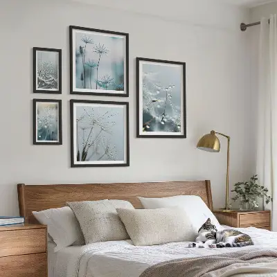 Tableau de décoration murale motifs végétaux et gouttes d'eau