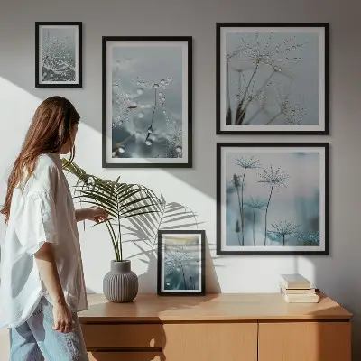 Tableau de décoration murale motifs végétaux et gouttes d'eau