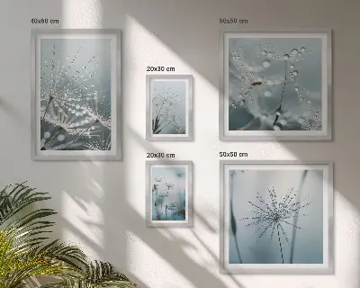 Lot de tableaux encadrés représentant des gouttes d'eau sur les plantes