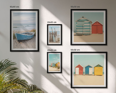 Ensemble de 5 tableaux Vue sur la mer, maisons, bateaux