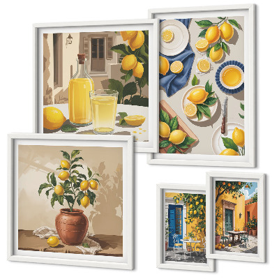 Lot de tableaux encadrés Idées méditerranéennes au citron