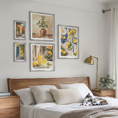 Lot de tableaux encadrés Idées méditerranéennes au citron