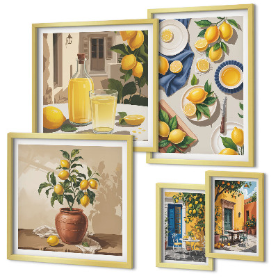 Lot de tableaux encadrés Idées méditerranéennes au citron