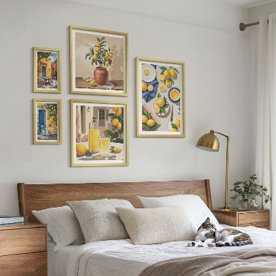 Lot de tableaux encadrés Idées méditerranéennes au citron