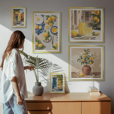 Lot de tableaux encadrés Idées méditerranéennes au citron