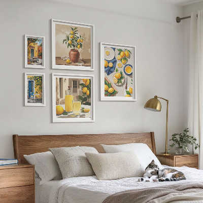 Lot de tableaux encadrés Idées méditerranéennes au citron