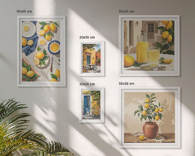 Lot de tableaux encadrés Idées méditerranéennes au citron