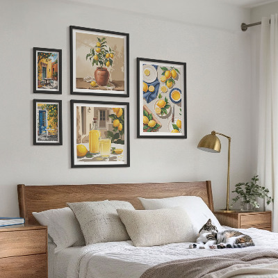 Lot de tableaux encadrés Idées méditerranéennes au citron