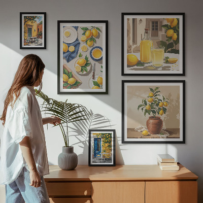 Lot de tableaux encadrés Idées méditerranéennes au citron