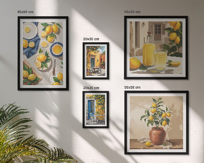 Lot de tableaux encadrés Idées méditerranéennes au citron