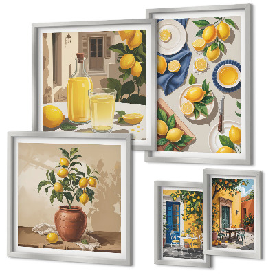 Lot de tableaux encadrés Idées méditerranéennes au citron