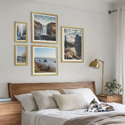 Ensemble de 5 tableaux Paysages cascades plages