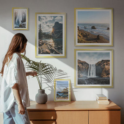 Ensemble de 5 tableaux Paysages cascades plages