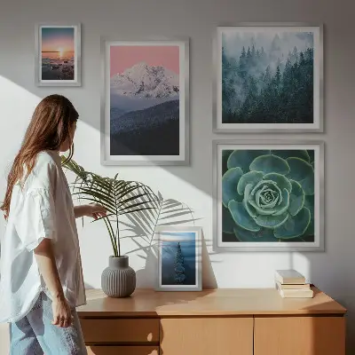 Tableau de décoration murale paysages de montagnes et mer au style bohème