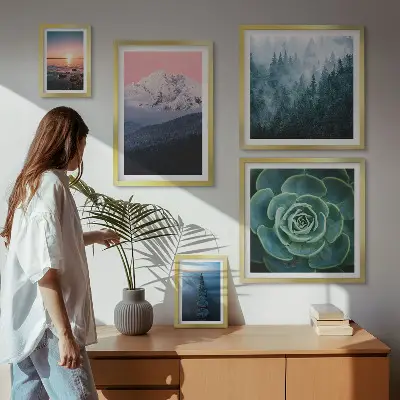 Tableau de décoration murale paysages de montagnes et mer au style bohème