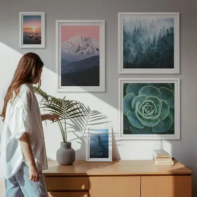 Tableau de décoration murale paysages de montagnes et mer au style bohème