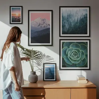 Tableau de décoration murale paysages de montagnes et mer au style bohème