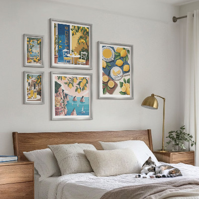 Lot de tableaux encadrés Fraîcheur citronnée bohème été