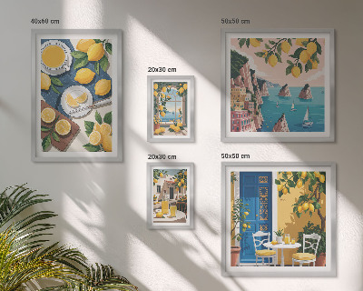 Lot de tableaux encadrés Fraîcheur citronnée bohème été