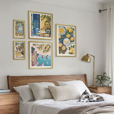 Lot de tableaux encadrés Fraîcheur citronnée bohème été