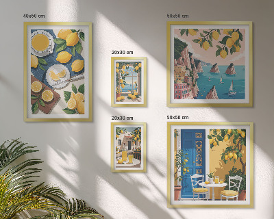 Lot de tableaux encadrés Fraîcheur citronnée bohème été