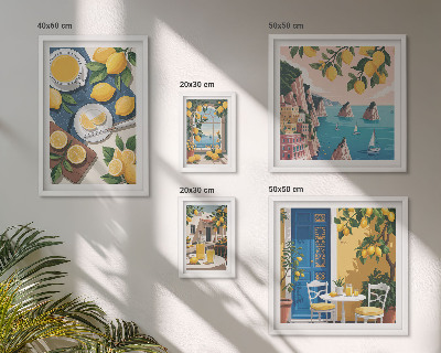 Lot de tableaux encadrés Fraîcheur citronnée bohème été