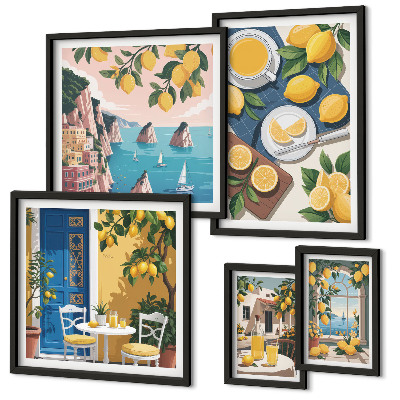 Lot de tableaux encadrés Fraîcheur citronnée bohème été