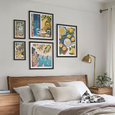 Lot de tableaux encadrés Fraîcheur citronnée bohème été